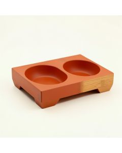 Meadow Falls Pet Feeding Stand With Two Plain Empty Bowls - Terracotta (synthetic illustration; no displayed measurements)