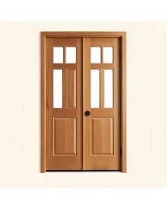 Paneled Solid Manufactured Wood Primed Craftsman French Doors (synthetic illustration; no displayed measurements)