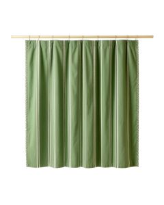 Cedar Edge Shower Curtain Hanging Flat From A Plain Rod - Green