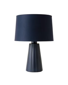 Meadow Bridge Table Lamp With A Plain Fabric Shade - Navy
