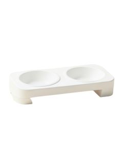 Field Canyon Pet Feeding Stand With Two Plain Empty Bowls - White