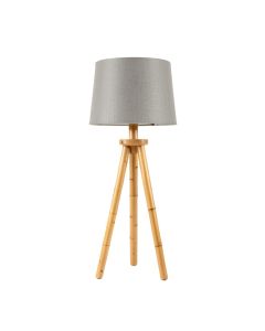 Elm Dell Floor Lamp With A Plain Fabric Shade - Gray