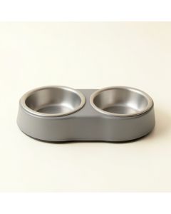 Dawn Branch Pet Feeding Stand With Two Plain Empty Bowls - Gray (synthetic illustration; no displayed measurements)