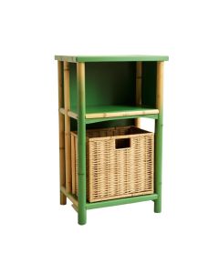 Alder Crest Freestanding Pull-Out Hamper Cabinet - Green