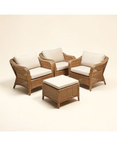 Falmouth 3 Piece Rattan Seating Group With Cushions (synthetic illustration; no displayed measurements)