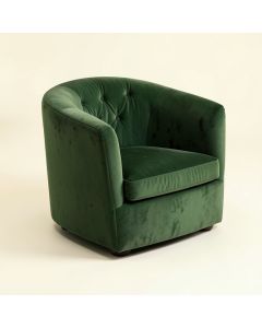 Ilene 32 '' Wide Tufted Velvet Barrel Chair (synthetic illustration; no displayed measurements)