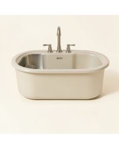 33 '' L X 22 '' W Farmhouse Kitchen Sink With Sink Grid And Strainer (synthetic illustration; no displayed measurements)