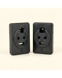 Two Desk Edge Mount Power Outlets With Usb Charge Ports (synthetic illustration; no displayed measurements)