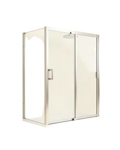Levity 59.62 '' W X 82 '' H Double Sliding Shower Door With Blade Handles With Cleancoat® Technology (synthetic illustration; no displayed measurements)