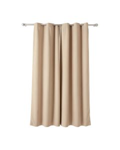 Abella Natural Beaded Solid Color Single Curtain Panel