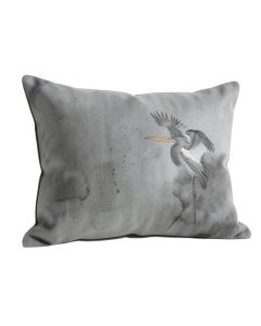 Goncalo Heron Watercolor Decorative Indoor/Outdoor Lumbar Pillow