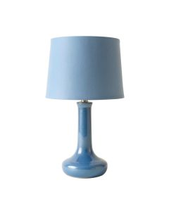 Stone Bridge Table Lamp With A Plain Fabric Shade - Blue