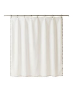 Hazel Dell Shower Curtain Hanging Flat From A Plain Rod - White