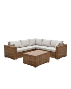Falmouth 7 Piece Rattan Sectional Seating Group With Cushions (synthetic illustration; no displayed measurements)