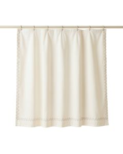 Elm Falls Shower Curtain Hanging Flat From A Plain Rod - Ivory