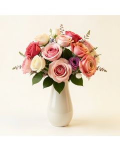 Artificial Roses Floral Arrangements And Centerpieces In Vase (synthetic illustration; no displayed measurements)