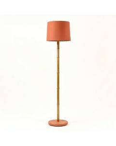 Pine Arc Floor Lamp With A Plain Fabric Shade - Terracotta (synthetic illustration; no displayed measurements)
