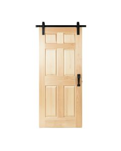 Paneled Wood Unfinished Barn Door Without Installation Hardware Kit