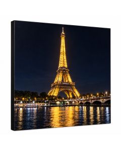 Led Lighted Famous Eiffel Tower Paris France At Night Photographic Print On Canvas