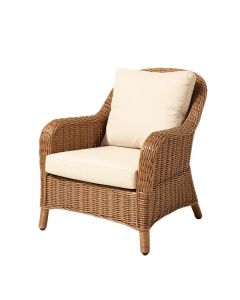 Wicker Print Patio Chair With Cushions (synthetic illustration; no displayed measurements)