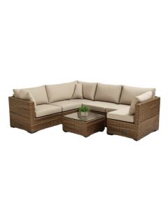 Elijah Outdoor Patio 7 Piece Rattan Sectional Seating Group With Cushions