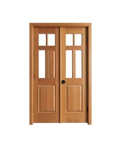 Paneled Solid Manufactured Wood Primed Craftsman French Doors