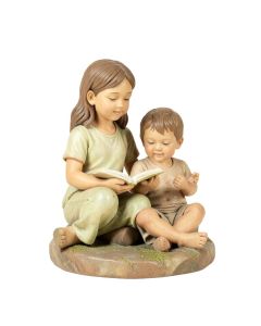 Yadiel Girl And Boy Reading Together Statue