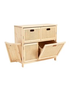 Oak Crest Freestanding Pull-Out Hamper Cabinet - Ivory