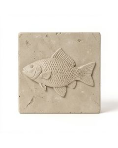 6 '' X 6 '' Cement Whole Fish Fossil Impression Decorative Accent Tile In Buff (synthetic illustration; no displayed measurements)