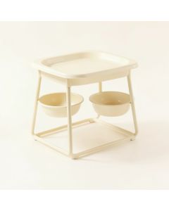 Aspen Falls Pet Feeding Stand With Two Plain Empty Bowls - Ivory (synthetic illustration; no displayed measurements)