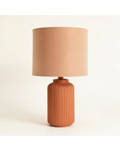 Rowan Dale Table Lamp With A Plain Fabric Shade - Terracotta (synthetic illustration; no displayed measurements)