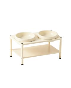 Willow Falls Pet Feeding Stand With Two Plain Empty Bowls - Ivory