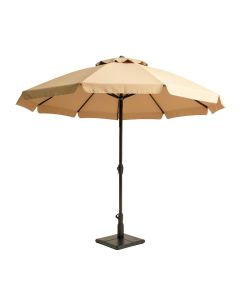 10 Ft Outdoor Patio Umbrella Solar Powered Led Lighted Sun Shade Market Waterproof 8 Ribs Umbrella With Crank And Cross Base For Garden Deck Backyard Pool Shade Outside Deck Swimming Pool -Tan