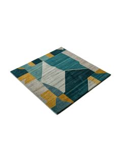Ruby Tamara Mid-Century Modern Abstract Geometric Teal Blue/Gray/Gold Area Rug (synthetic illustration; no displayed measurements)