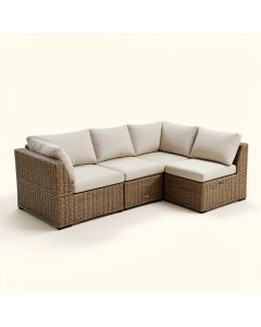 Ginae 112.59 '' Wide Symmetrical Patio Sectional With Cushions (synthetic illustration; no displayed measurements)