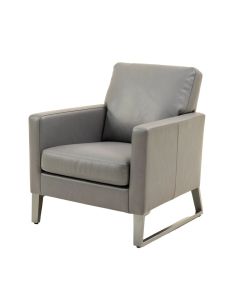 Alicyn Leather Metal Arm Chair In Gray