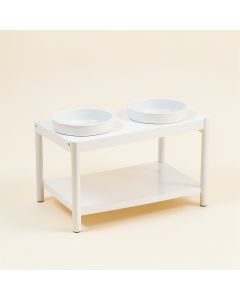 Alder Crossing Pet Feeding Stand With Two Plain Empty Bowls - White (synthetic illustration; no displayed measurements)
