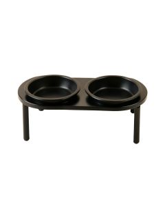 Vale Bridge Pet Feeding Stand With Two Plain Empty Bowls - Black (synthetic illustration; no displayed measurements)