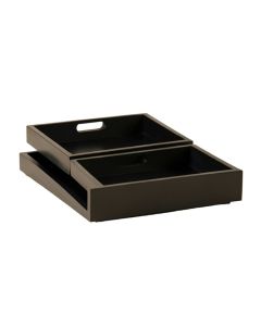 2 Piece Rectangle Wood Accent Tray Set