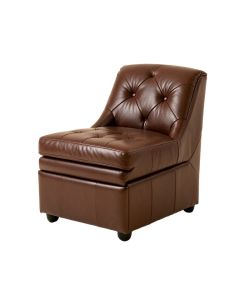 Schuster Tufted Leather Upholstered Stacking Side Chair In Brown