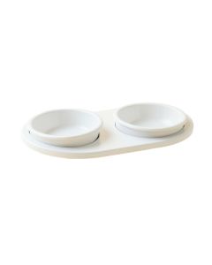 Stone Canyon Pet Feeding Stand With Two Plain Empty Bowls - White (synthetic illustration; no displayed measurements)