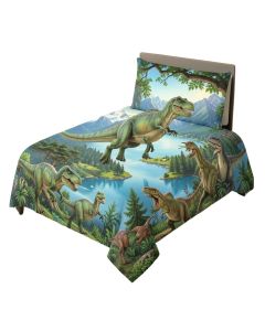 Dinosaur Flying Swimming And Land Dinosaurs With Lake And Mountains Dino Park