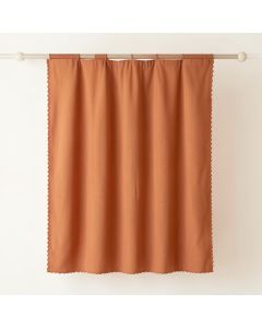Olive Falls Shower Curtain Hanging Flat From A Plain Rod - Terracotta (synthetic illustration; no displayed measurements)