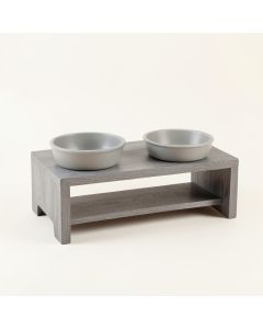 Clay Crest Pet Feeding Stand With Two Plain Empty Bowls - Gray (synthetic illustration; no displayed measurements)