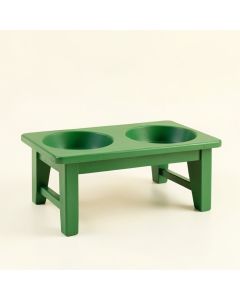 Spruce Bluff Pet Feeding Stand With Two Plain Empty Bowls - Green (synthetic illustration; no displayed measurements)