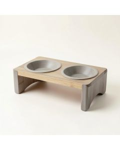 Rowan Bend Pet Feeding Stand With Two Plain Empty Bowls - Gray (synthetic illustration; no displayed measurements)