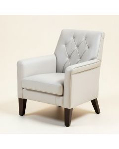 Josef Tufted Upholstered Arm Chair In White/Grey (synthetic illustration; no displayed measurements)