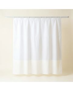 Linden Arc Shower Curtain Hanging Flat From A Plain Rod (synthetic illustration; no displayed measurements)