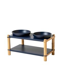 Dawn Bluff Pet Feeding Stand With Two Plain Empty Bowls - Navy