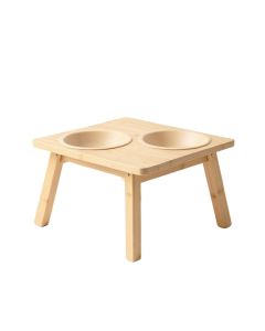 Dawn Edge Pet Feeding Stand With Two Plain Empty Bowls - Beige